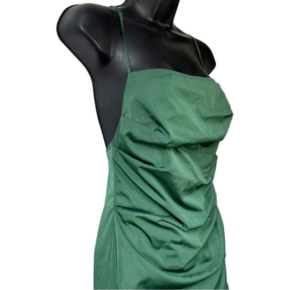 AMANDA UPRICHARD Laconia Ruched Mini Strappy Dress Cypress Green Size Medium - Picture 7 of 11